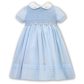 Sarah Louise Girls Pale Blue Short Sleeve Dress